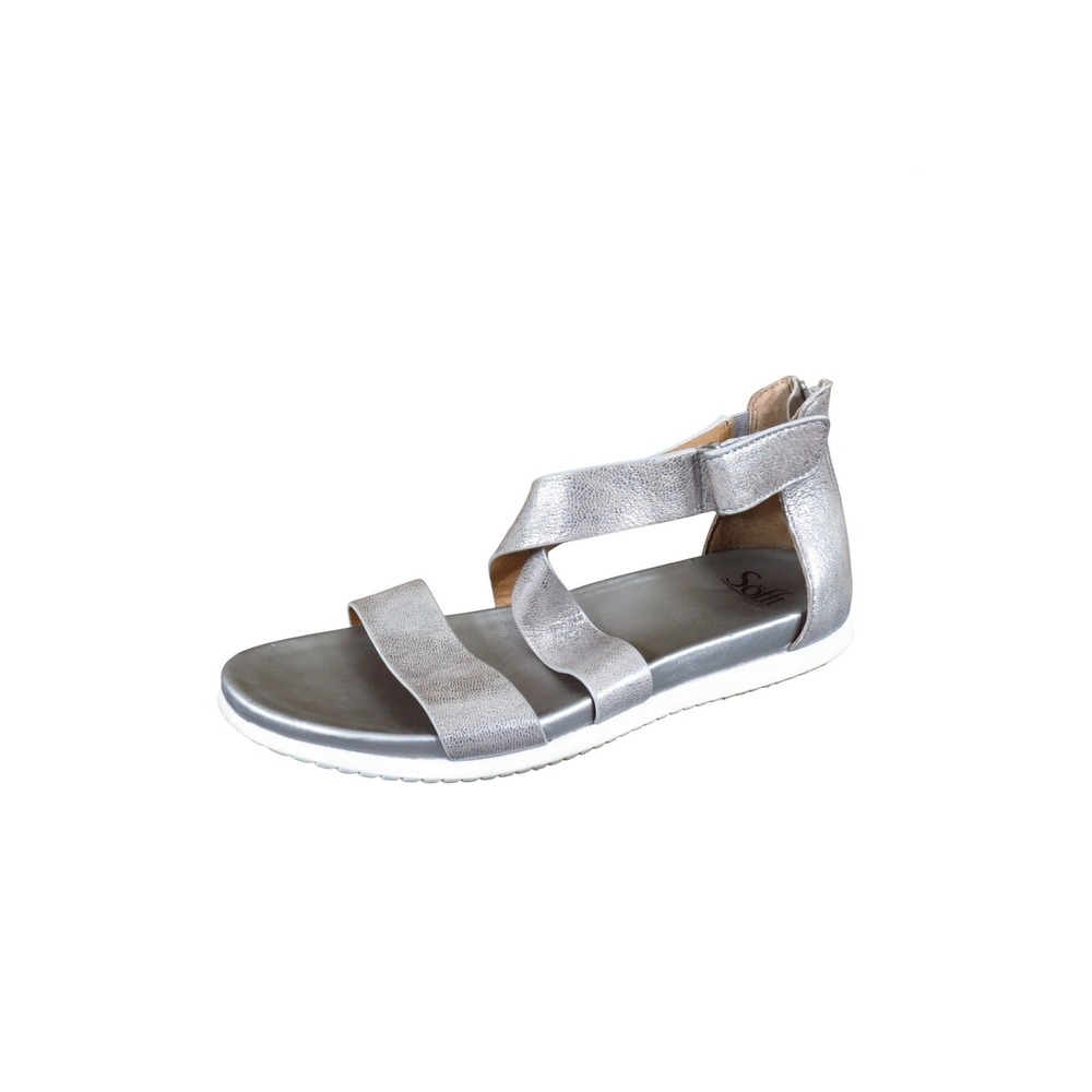Sofft Fiora Women Gladiator Sandals Size 8M Walking Metallic Pewter Leather